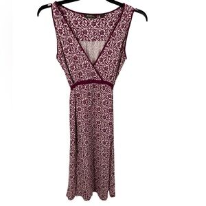 Eddie Bauer Womans Sleeveless Dress Sz Small Pink Red Print Cotton Blend Floral